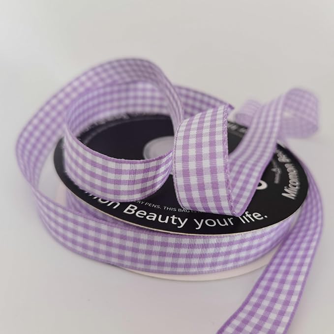 Purple Gingham Plaid Checked Ribbon 25 Yards Each Roll 100% Polyester - Image 5