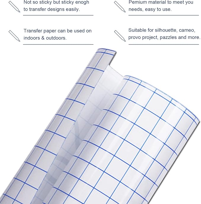Vinyl Transfer Paper Tape Roll -12" x 50 FT w/Alignment Grid Clear Transfer Tape - Image 5