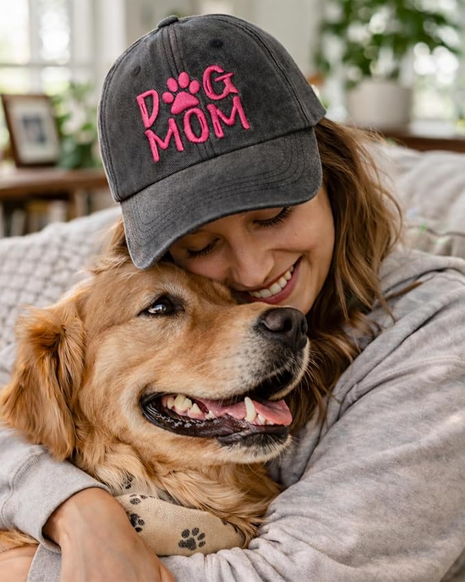 Waldeal Women's Embroidered Dog Mom Hat Adjustable Denim Baseball Cap