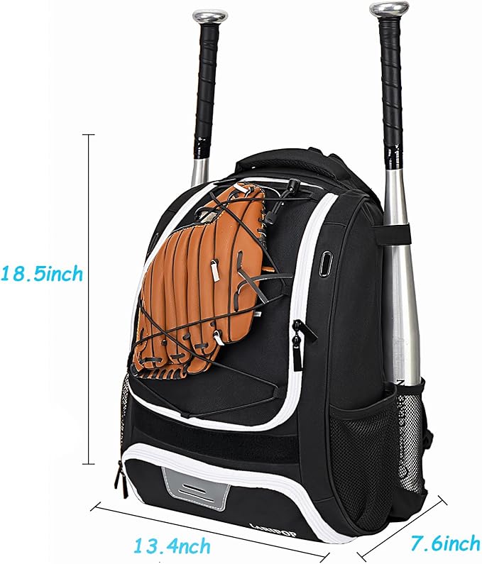 LARIPOP Youth Baseball Bag, Bat Backpack with Fence Hook & Separate Shoe Compartment, Waterproof Equipment Bag for Baseball, T-Ball & Softball