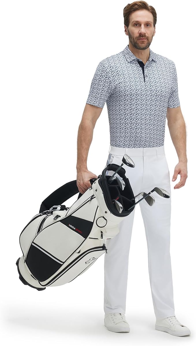 M MAELREG Mens Golf Shirt Short Sleeve Dry Fit Print Moisture Wicking Performance Patterns Collared Polo Shirt