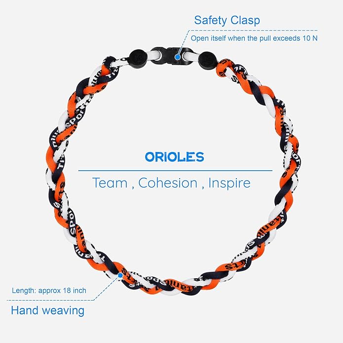Baseball Rope Necklaces, League Team Colors Braided Necklace, Baseball Team Gifts
