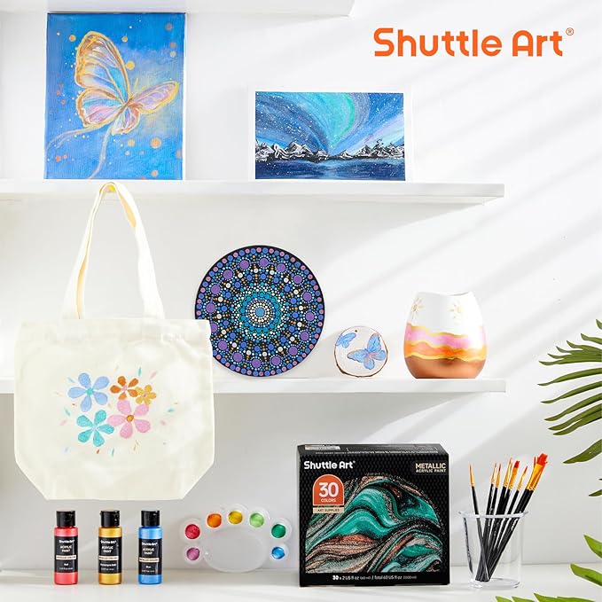 Shuttle Art 30 Colors Metallic Acrylic Paint, Artist Grade Metallic Paint in - Image 7