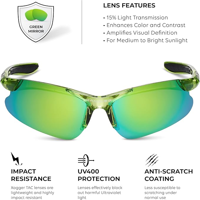 Xagger Kids Youth Polarized Sports Sunglasses for Boys Girls Baseball Softball Glasses TR90 Frame