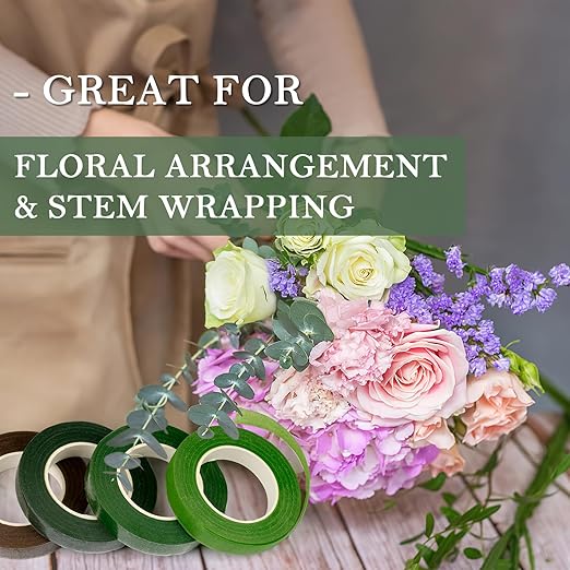 8 Rolls Floral Tape, 1/2" Wide Flower Tape, Mix Green Floral Tape - Image 6