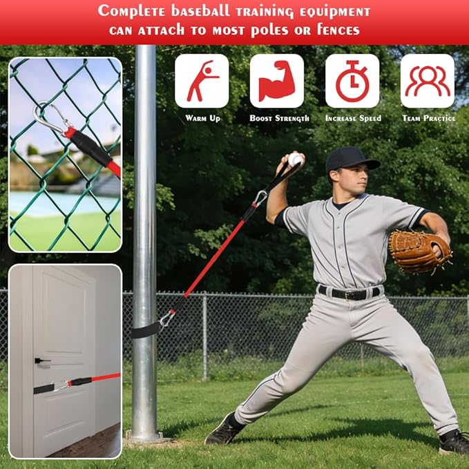 Baseball Resistance Bands Set – Baseball Pitching & Throwing Trainer with Arm Strength Training Bands for Youth Pitchers, Throwing Warm-Up, Arm Care and Softball Training Equipment