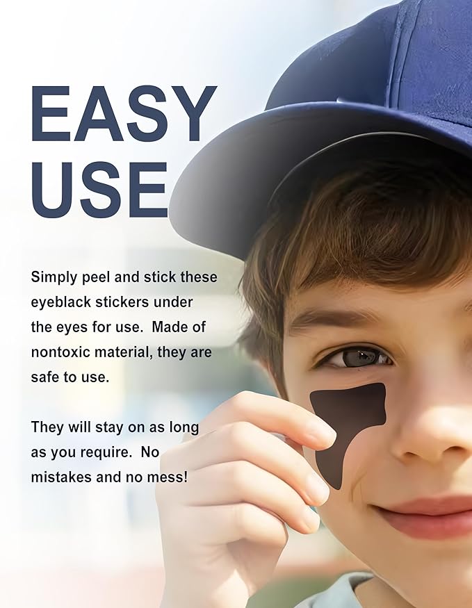 48 Pairs Eye Black Stickers, Sports Face Eyeblack Sticker for Baseball Football Softball Accessories Themed Party Birthday Party Supplies