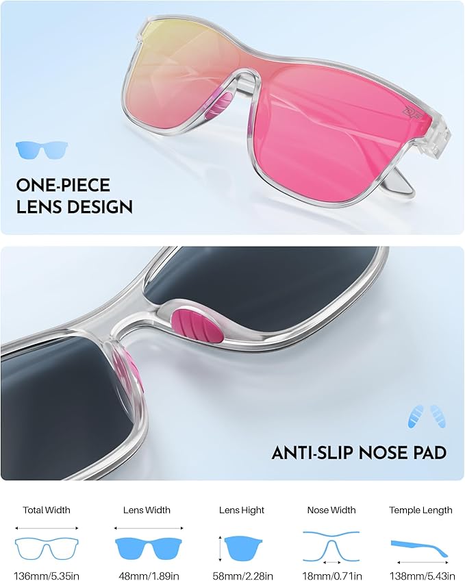 DEAFRAIN Polarized Sunglasses for Men Women - UV400 Protection 21.5g Sport Sun Glasses for Driving Fishing Running Golf