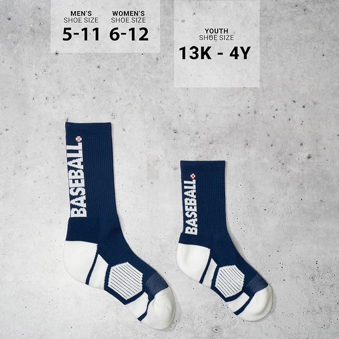 ChalkTalkSPORTS Baseball Performance Crew Socks - Boston Socks - Youth & Adult - Baseball Mid-Calf Socks