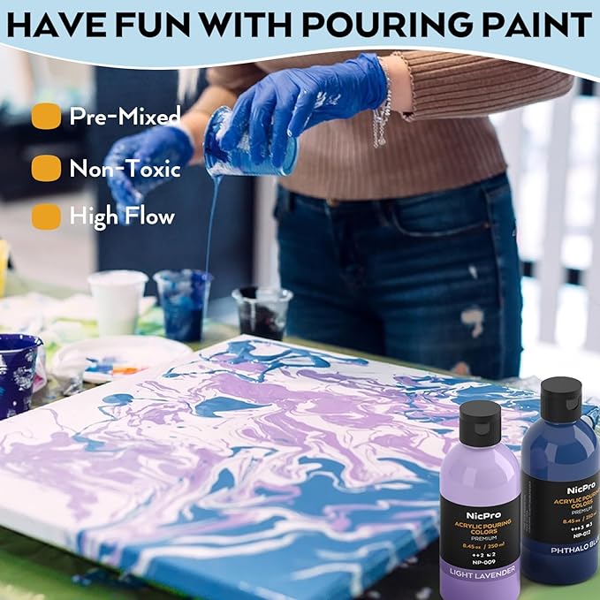 Nicpro 24 Colors 8.45oz Acrylic Pour Paint Supplies Kit, Large Volume Premixed - Image 7
