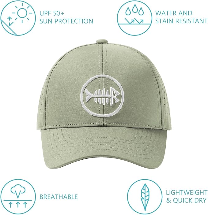 BASSDASH UPF 50+ Quick Dry Baseball Cap Water Resistant Laser Cut Mesh Snapback Hat for Men Women Fishing Hiking FH14