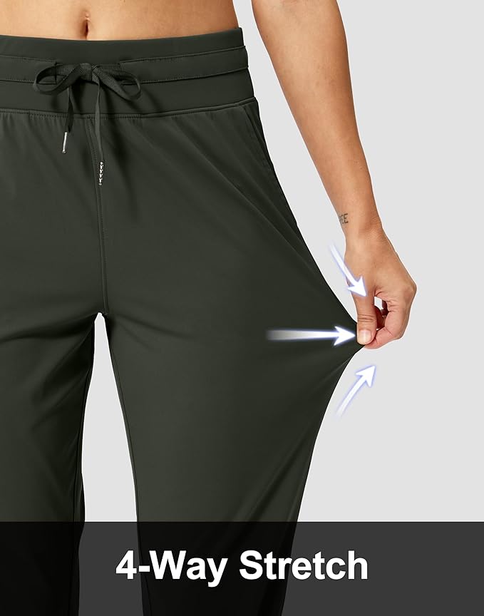 Soothfeel Women's Pants with 4 Pockets 7/8 Stretch High Waisted Sweatpants Travel Athletic Work Golf Pants for Women