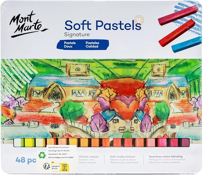 Mont Marte Soft Pastels in Tin Box Signature 48pc, 48 Assorted Colors, Vibrant - Image 10
