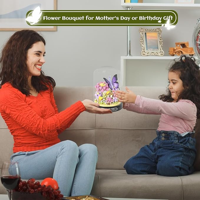 Flower Bouquet Building Set for Adults, Butterfly Wildflower Bonzai Building - Image 5