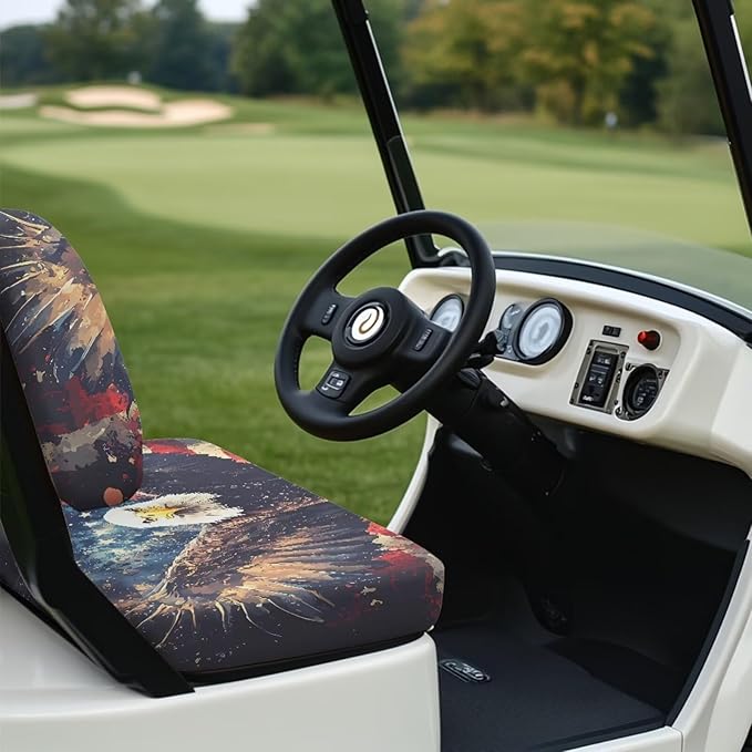 Yewatlles Bright Fly Eagle Golf Cart Front Seat Covers Fit for Club Car Seat Cushion Waterproof Breathable Comfortable Replacement Seat Cover Anti-Scratch Golf Installation