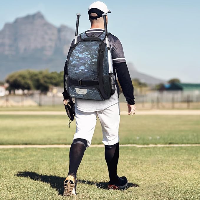 DAFISKY Baseball Bag Softball Backpack - Youth Adult T Ball Bat Equipment Bag with Bat Helmet Holders, Shoe Compartment