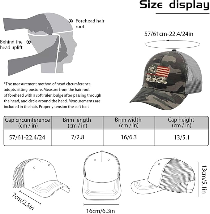 U.S. 250th Anniversary 250 Years Freedoms 1776-2026 Baseball Hats Funny
