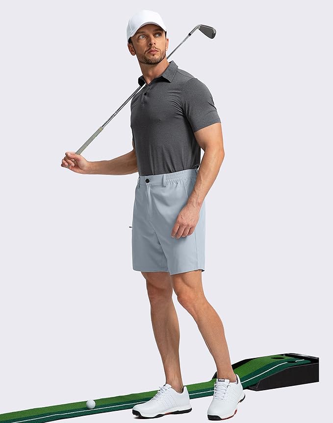 Pinkbomb Men's Golf Shorts with 6 Pockets Stretch Quick Dry Hiking Work Dress Shorts for Men