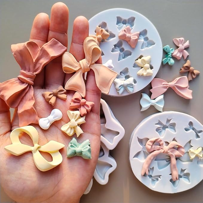 3PCS Bow Silicone Molds, Cute Bow Chocolate Molds Fondant Molds, Handmade Candy - Image 2