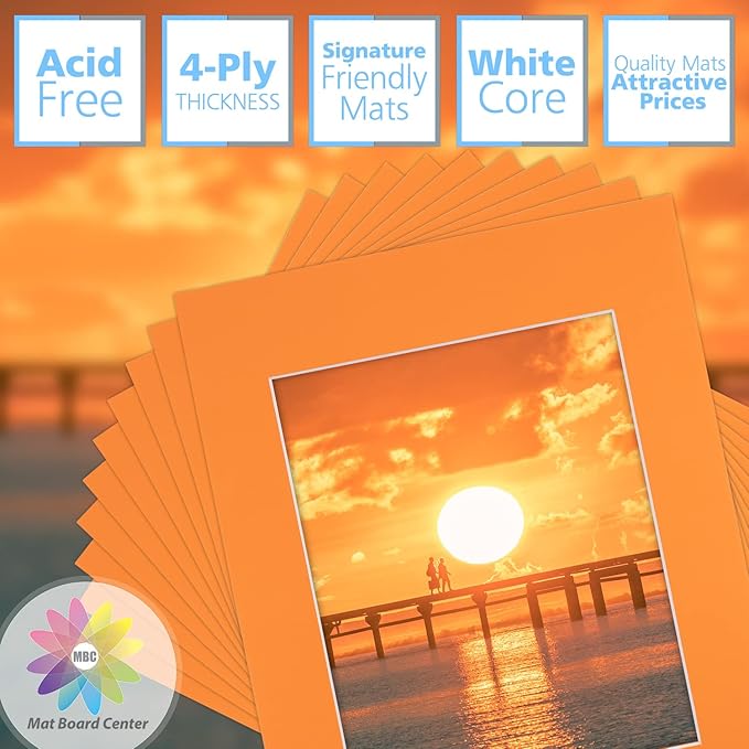 Mat Board Center, 11x14 for 8x10 Orange Color Mats - Image 3