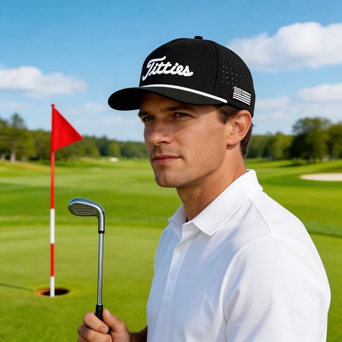 Curves & Clubs Titties Golf Hat - Funny Golf Hat, Titties Hat - Funny American Hat - One-Size-Fits-All - Men's Gifts