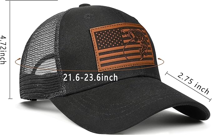 Fishing Hat Fishing Gifts for Men Bass Fish Flag Gear Accessories Stuff Trucker Hat Snapback Baseball Cap