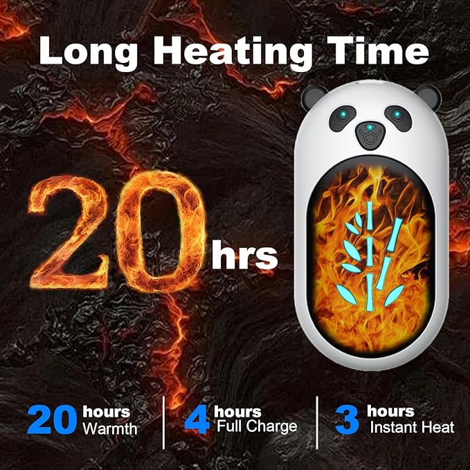 ‎Hand Warmers 2 Pack,Hand Warmers Rechargeable 6000mAh 20Hrs Long Safe Heat AI Smart Chips,Portable Pocket Heater,Gifts for Birthday,Outdoor,Golf,Hunting,Camping Accessories