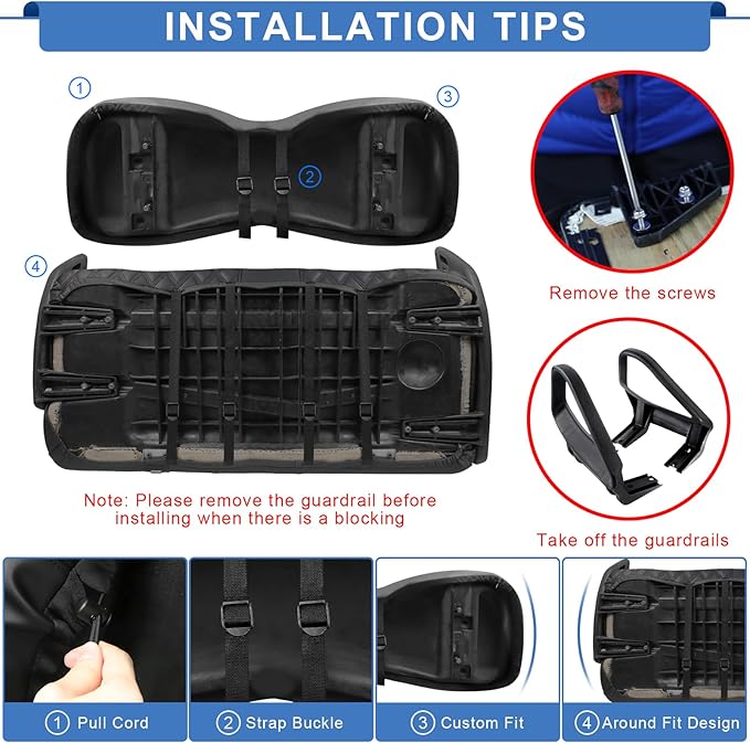 Yamaha G29 Golf Cart Seat Covers - Enhanced PVC, Easy Installation, Durable, Golf Cart Seat Covers Fit Yamaha G29 Drive 2007-2016