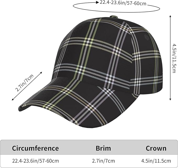 Vintage Cute Plaid Baseball Cap for Men Women,Adjustable Dad Hat Baseball Hat Summer Snapback Cap Outdoor