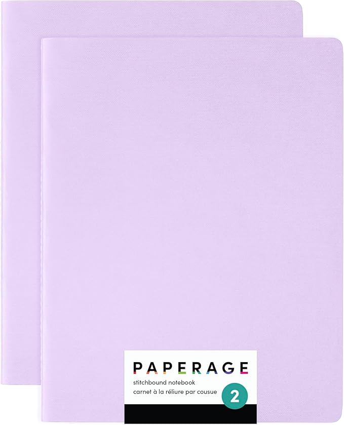 PAPERAGE Soft Cover Lined Journal Notebook, 2 Pack, 100 Pages, Large 7.5 inches by PAPERAGE