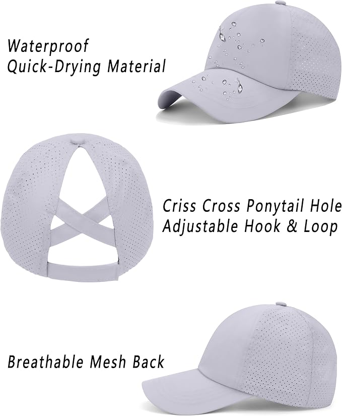 ZTL Women's High Ponytail Baseball Cap Performance Running Hat Quick Dry Mesh Sports Cap Unstructured Dad Trucker Hats