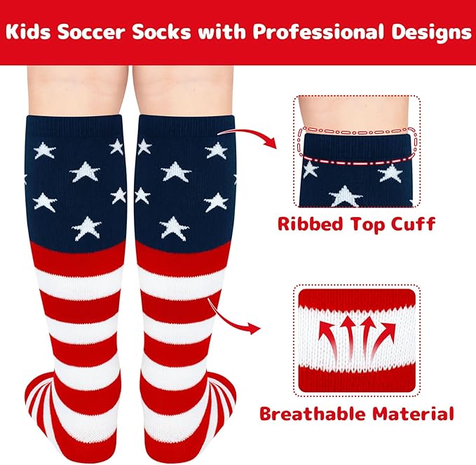 Olreco 1 Pack Toddler Kids Youth Soccer Socks Girls Boys Baseball Socks Youth Knee High Softball Football Accessories Cotton