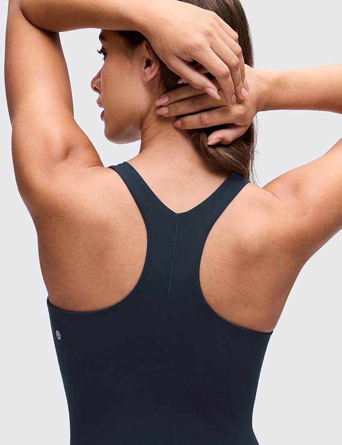 CRZ YOGA Butterluxe Racerback Mini Dress for Women - A Line Crewneck Casual Travel Outfits with Bras No Built-in Shorts