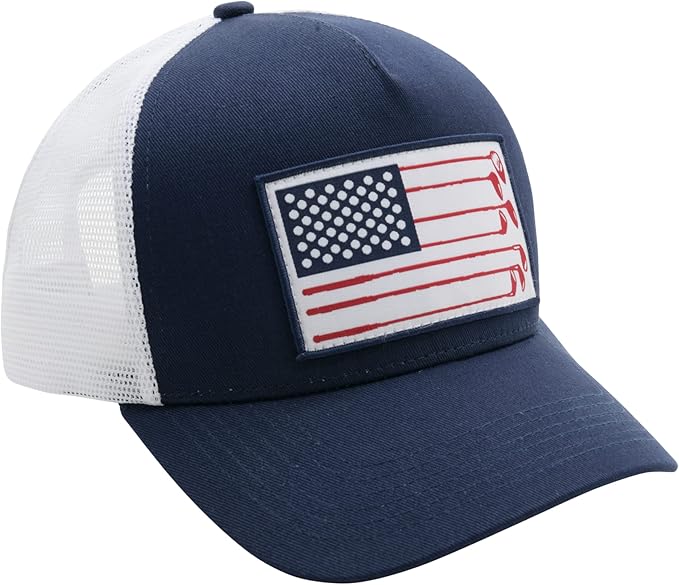 American Golf USA Flag Trucker Hats Lucky Golfing Mens Cap Embroidered Patch Mesh Back Snapback Hat - Great Gifts for Golfer