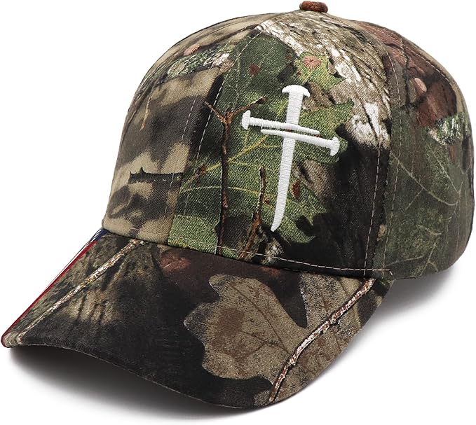 Jesus 3 Nail Cross Adjustable Baseball Cap with American Flag Hats for Men and Women Christian Gifts