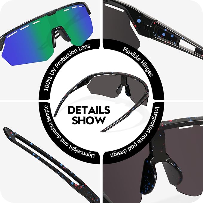 Youth Sports Sunglasses for Boys Girls Age 3-10, Lightweight Frame Kids Baseball Softball Cycling Sunglasses