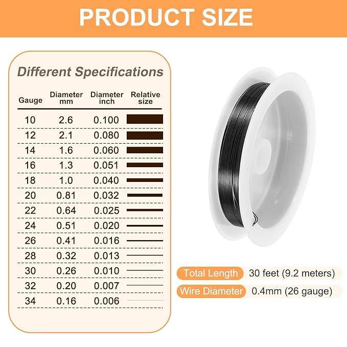 HARFINGTON 30ft Jewelry Wire, 26 Gauge Brass Craft Soft Metal Tarnish Resistant - Image 2