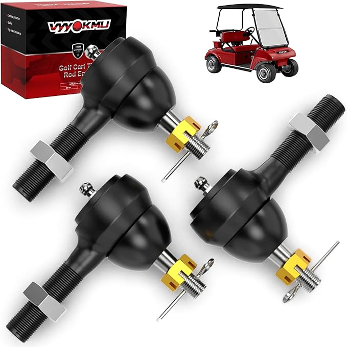 Ball Joint Kit, 3PCS Golf Cart Tie Rod Ends with Grease Fitting fit for Club Car DS 1976-2008 Gas & Electric, 2*Left-Hand OEM# 7540, 1*Right-Hand OEM# 7539, Tie Rod End for Golf Cart Club Car