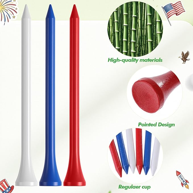 Mudder 2000 Pcs Bamboo Golf Tees Bulk Professional Golf Tees Reduce Friction Side Spin for Club Men Women Kids Accessories