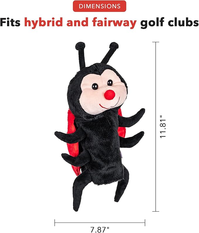 Daphne’s Lady Bug Hybrid Headcover | Premium Hybrid and Fairway Wood Headcovers | Funny Golf Club Covers | Stylish Protection for Your Clubs | Men's Golf Gear | Headcover for Men and Women