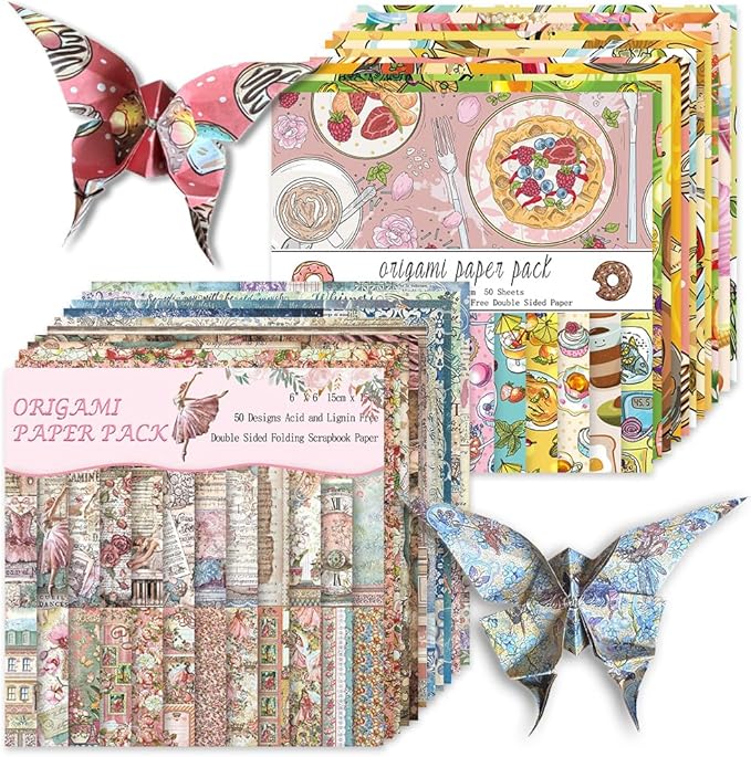 Origami Paper Kit 100 Sheets 70GSM 6 Inch Square Double Sided Color 100 Vivid by Bestartsuppliesforyou