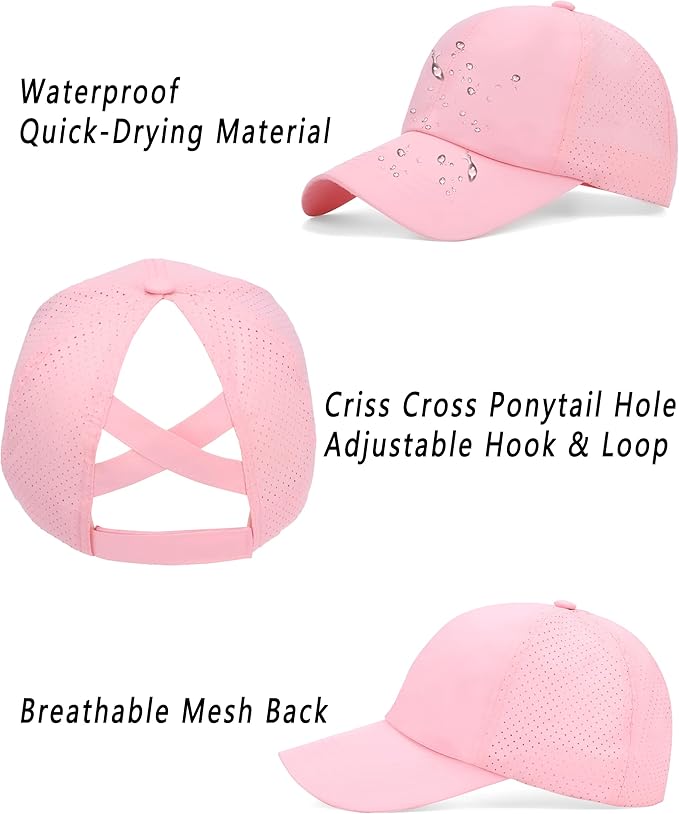 ZTL Women's High Ponytail Baseball Cap Performance Running Hat Quick Dry Mesh Sports Cap Unstructured Dad Trucker Hats