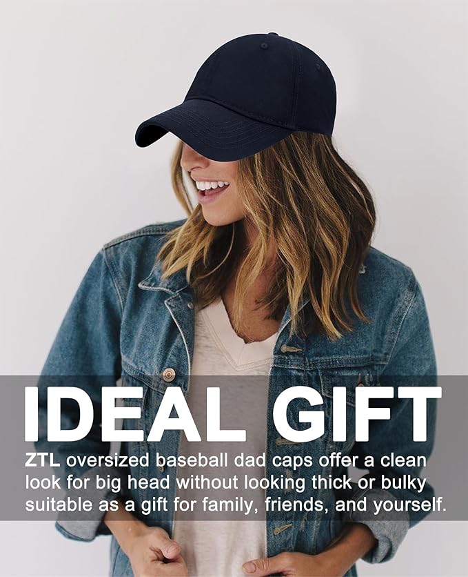 Oversize XXL Baseball Cap for Big Heads 23.6"-25.6", Extra Large Cotton Baseball Hat, Plus Size Unstructured Dad Hats