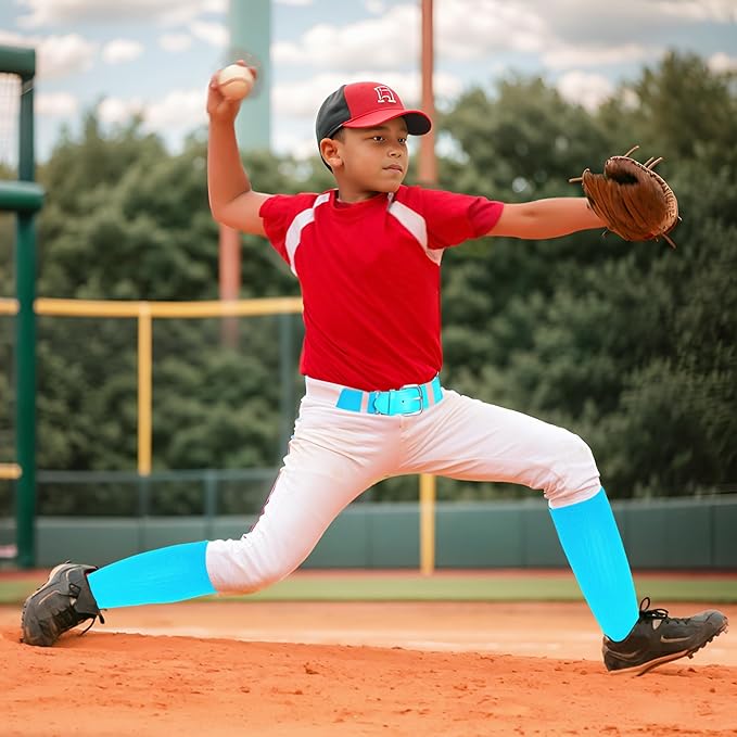 Dxhycc Youth Baseball Socks and Belt Combo Set Softball Baseball Socks and Elastic Waist Belt for Youth Boys Girls