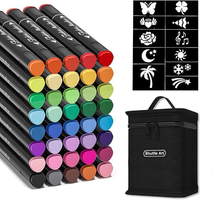 Shuttle Art Fabric Markers Pens, 40 Colors Dual Tip Fabric Markers Permanent No by ShuttleArt