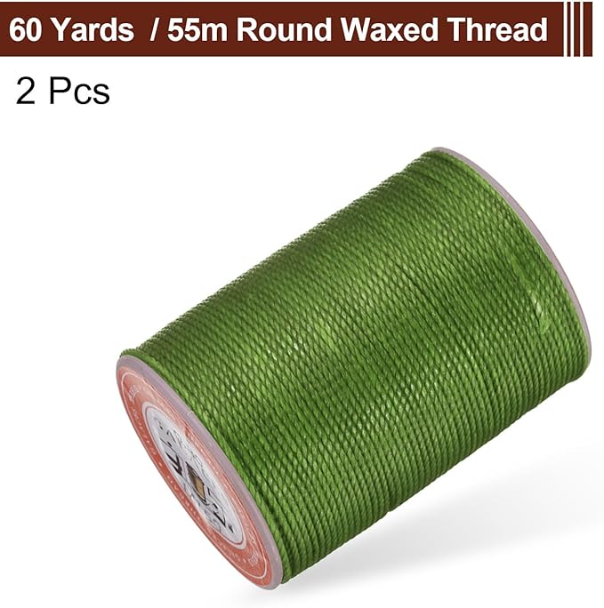 uxcell Round Leather Sewing Waxed Thread, 55m / 60 Yards Polyester Wax String - Image 3
