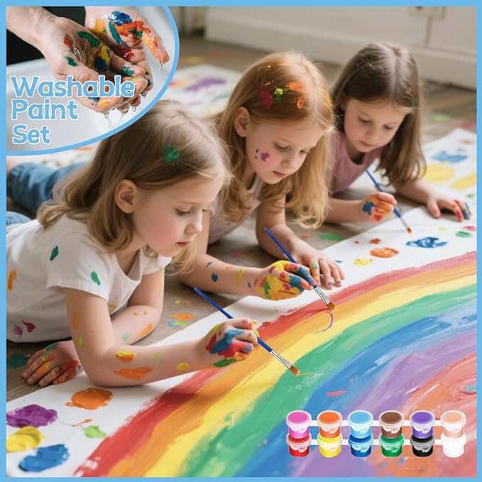 OLINGYOU 50 Pack Mini Acrylic Paint Set, 12 Colors Washable Paint Strips - Image 6