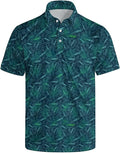 HUURAY Funny Golf Polos for Men Funny Print Short Sleeve Shirts Quick Dry Polo Shirts Hawaiian Shirt Performance Golf Outfits