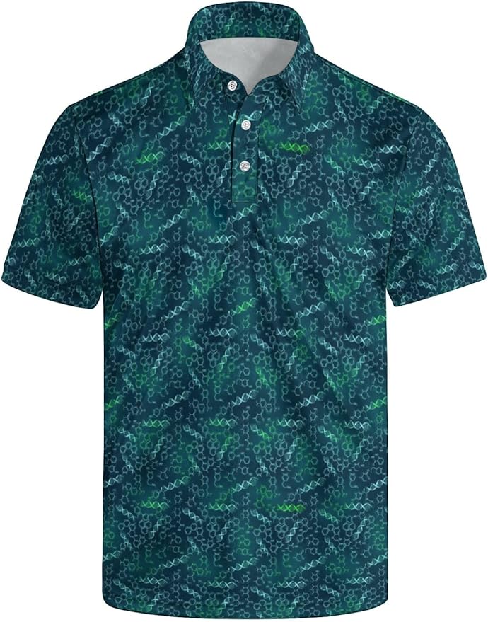 HUURAY Funny Golf Polos for Men Funny Print Short Sleeve Shirts Quick Dry Polo Shirts Hawaiian Shirt Performance Golf Outfits