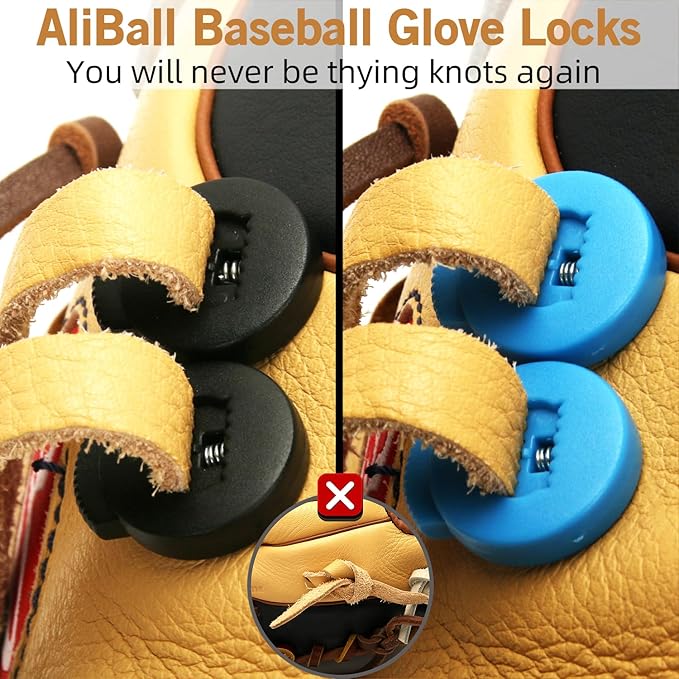 AliBall Glove Locks Baseball, Glove Lace Locks 8 Pack, Never Need Thying Knots Again, Fits All Baseball and Softball Gloves